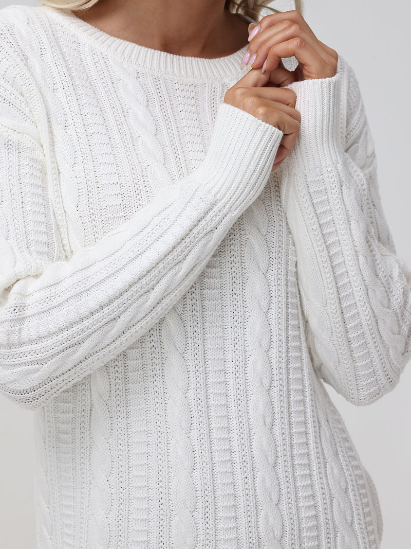 Crewneck Cable Knit Sweater