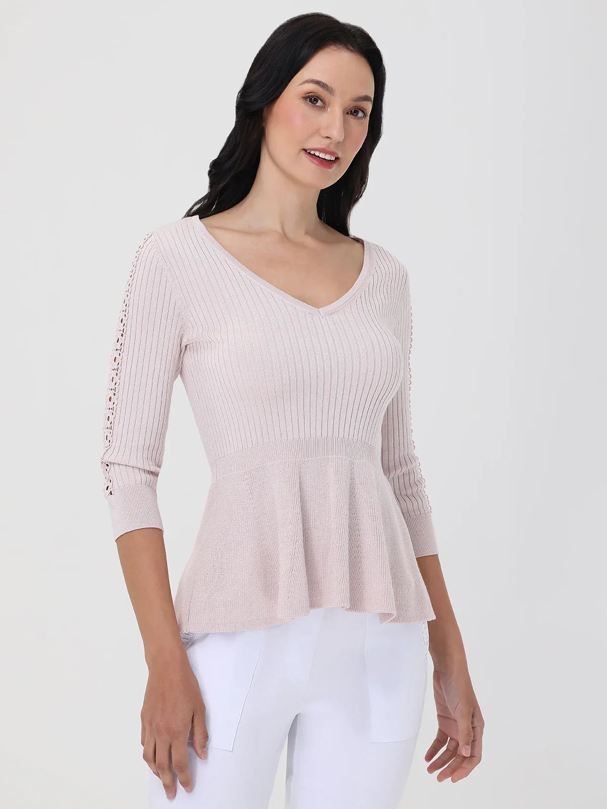 V-Neck Peplum Sweater