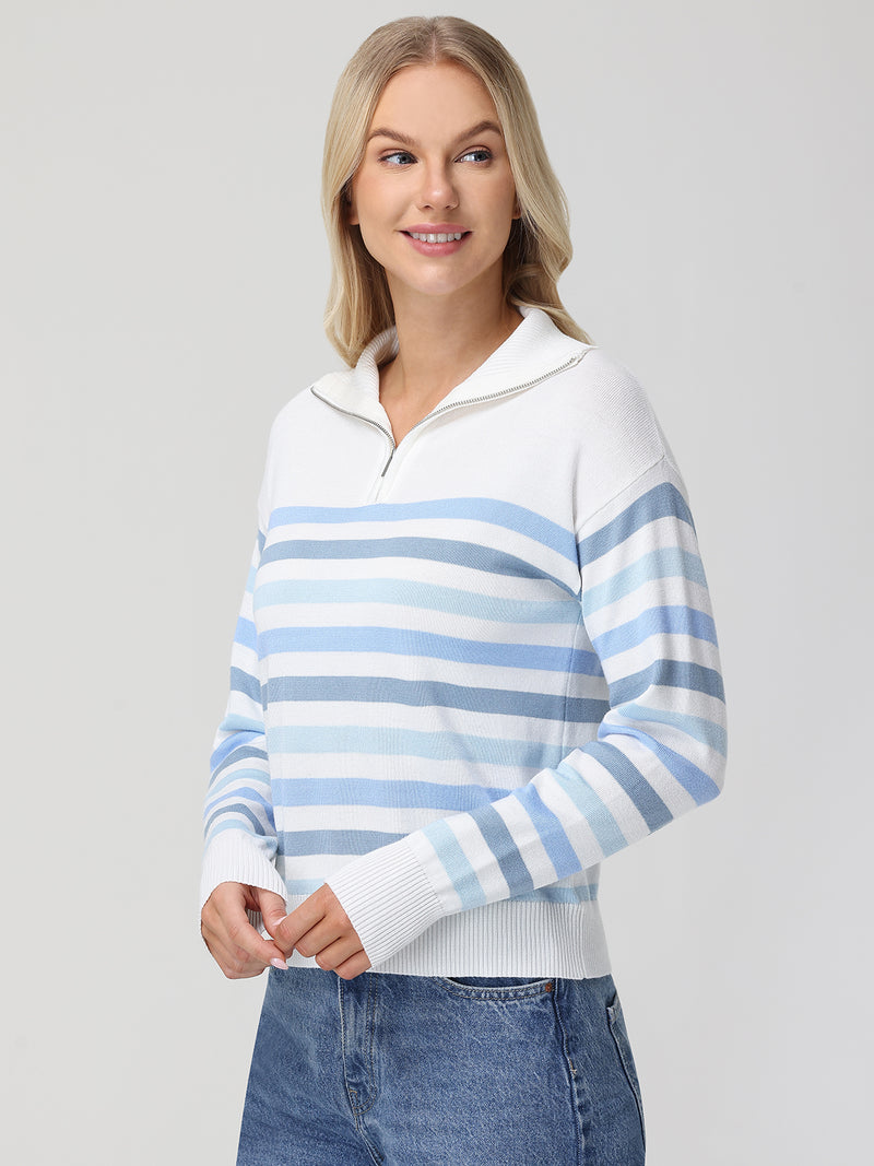 Stripe Quarter Zip Pullover