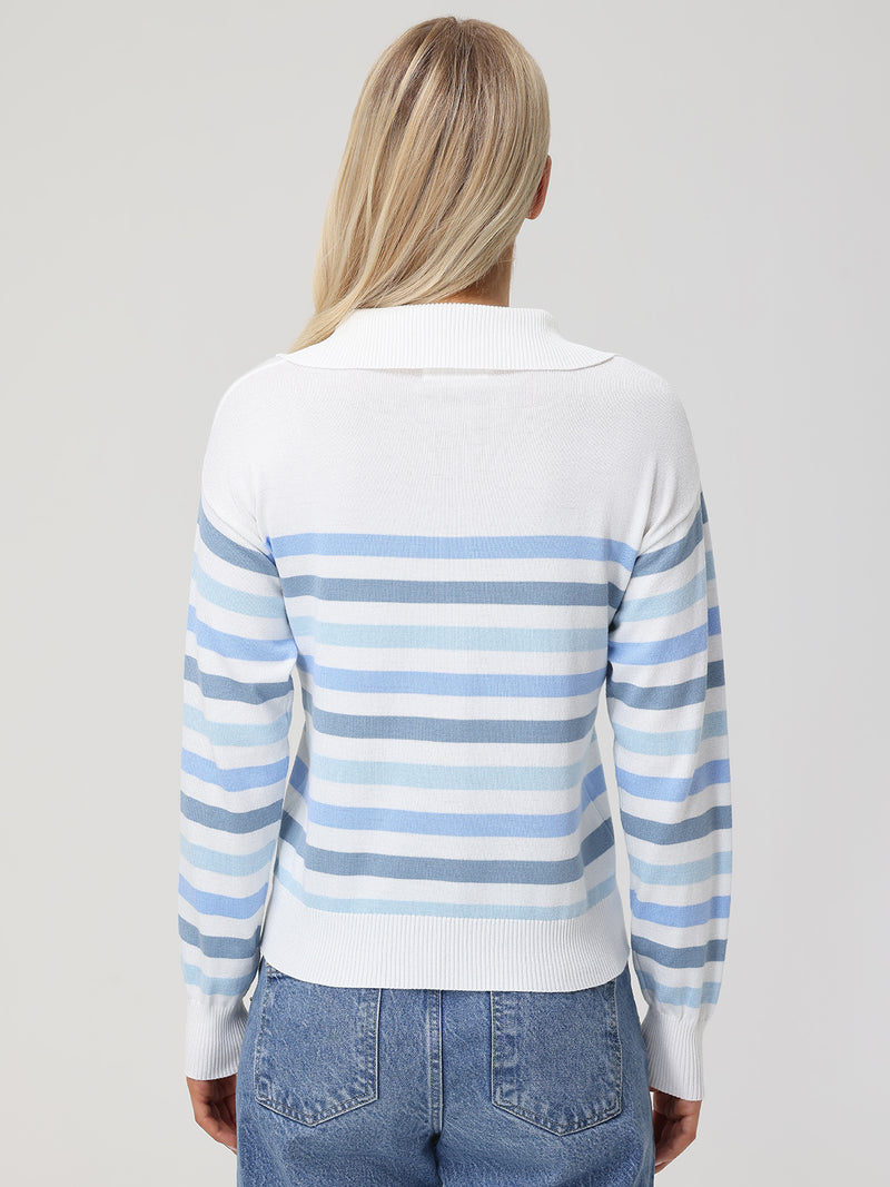 Stripe Quarter Zip Pullover