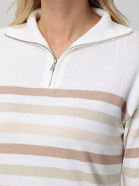 Stripe Quarter Zip Pullover