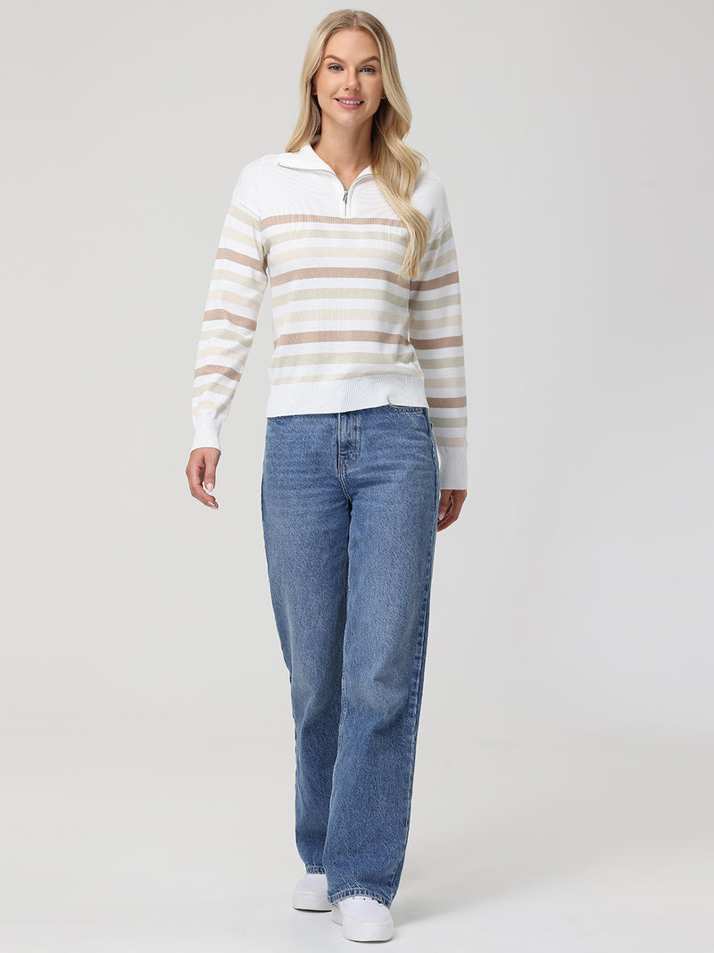 Stripe Quarter Zip Pullover