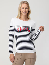 Paris Letter Graphic Stripe Pullover