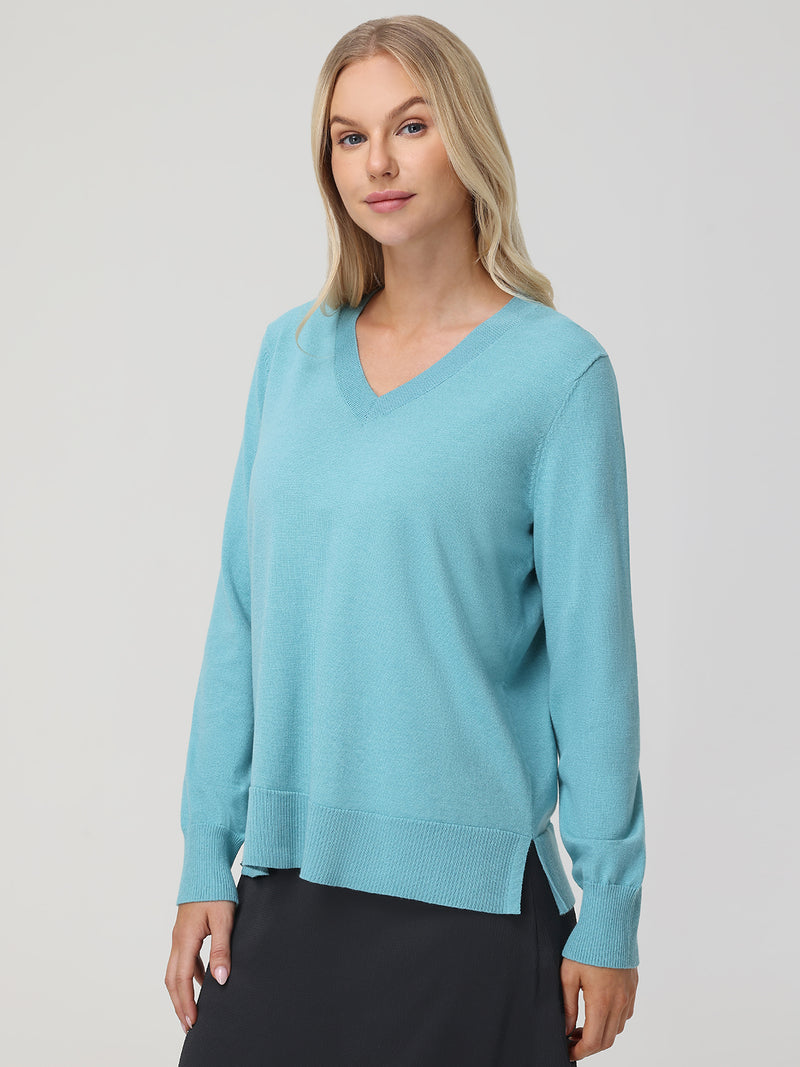 V-Neck Side Split Sweater