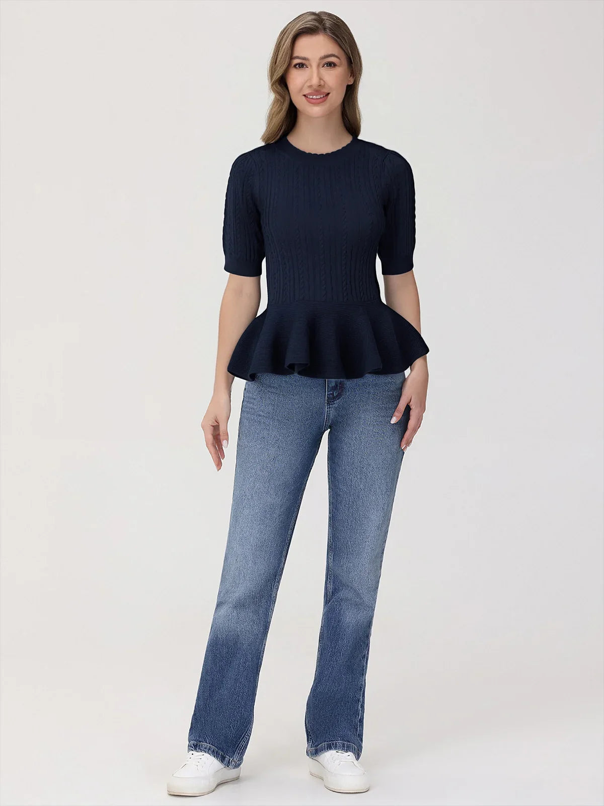Cable Knit Peplum Top