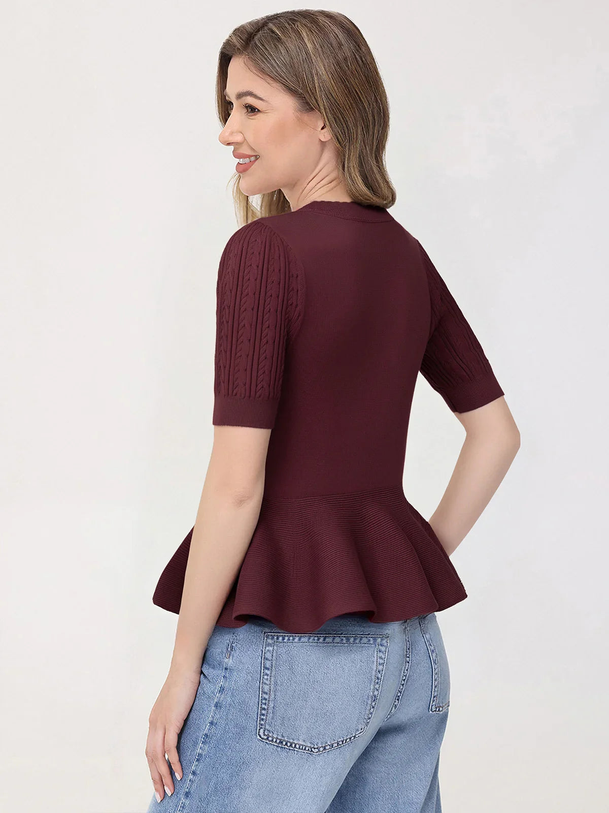 Cable Knit Peplum Top