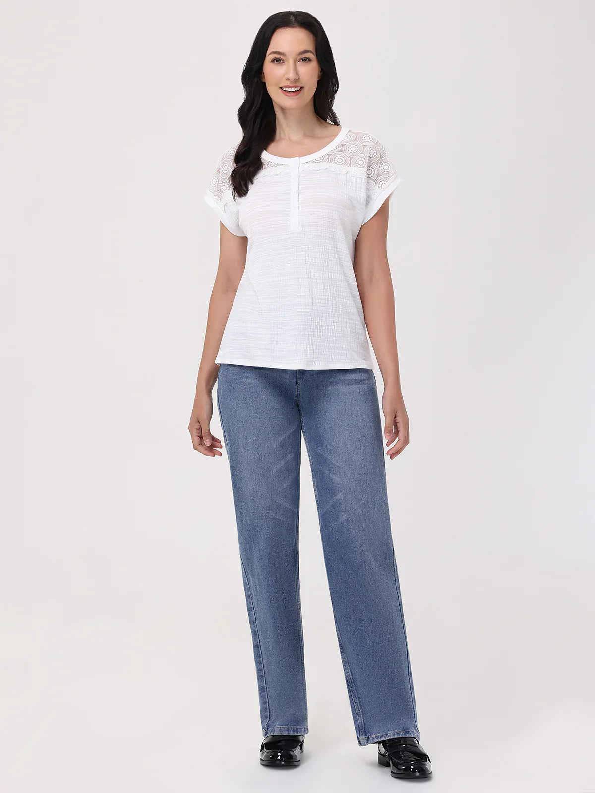 Lace Inset Dolman Sleeve Top