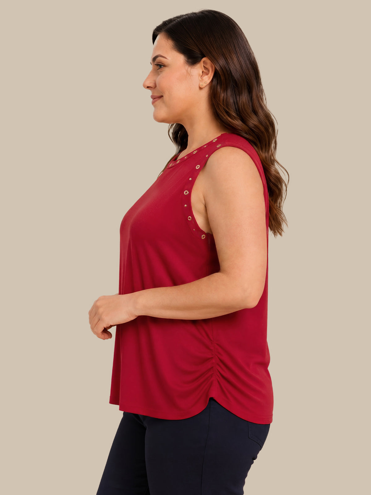 Plus Grommet Trim Tank Top
