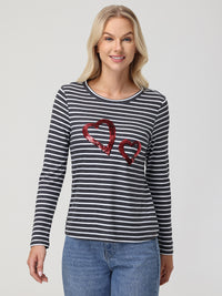 Sequin Hearts Stripe Tee