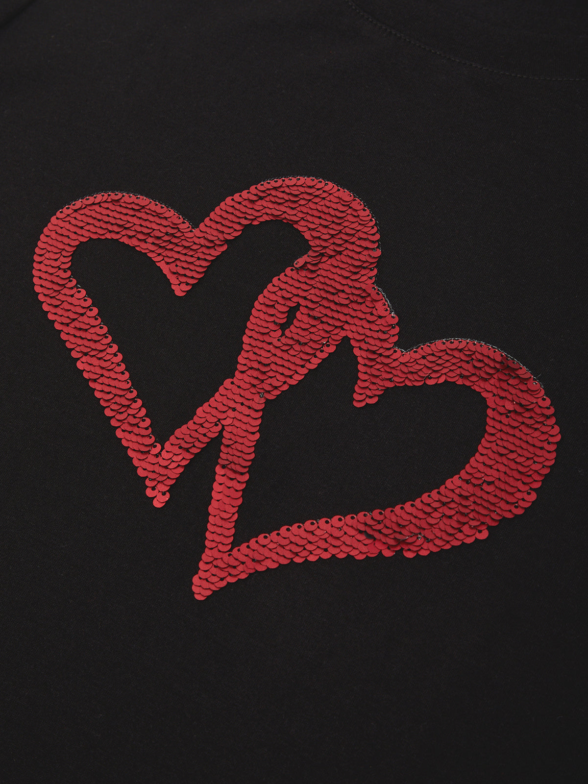 Red heart design on a black background