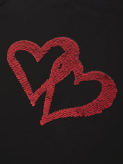 Red heart design on a black background