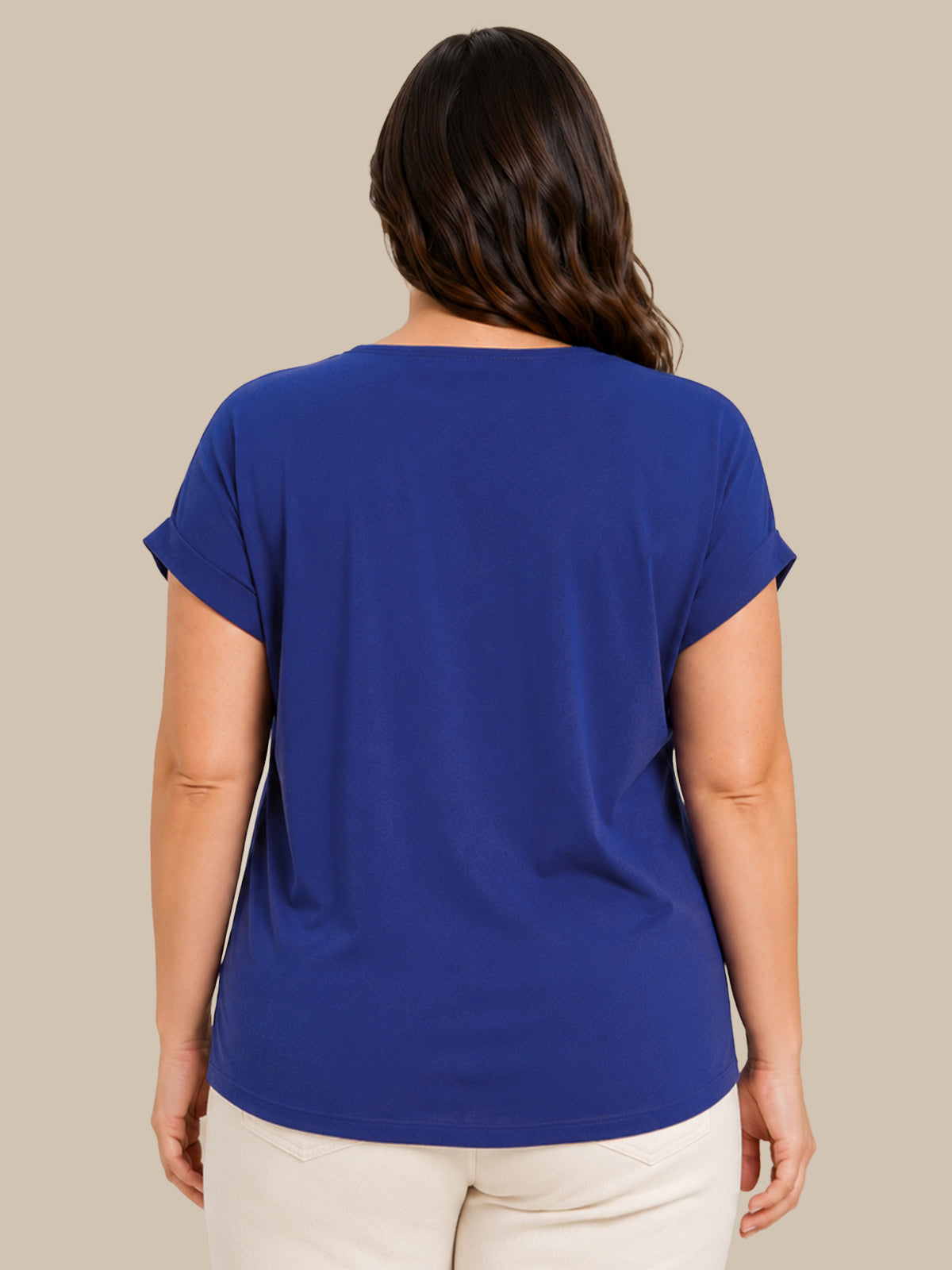 Plus Quarter Zip Lace Trim Dolman Cool Feel Top