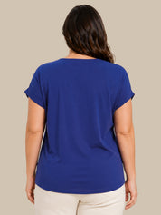 Plus Quarter Zip Lace Trim Dolman Cool Feel Top