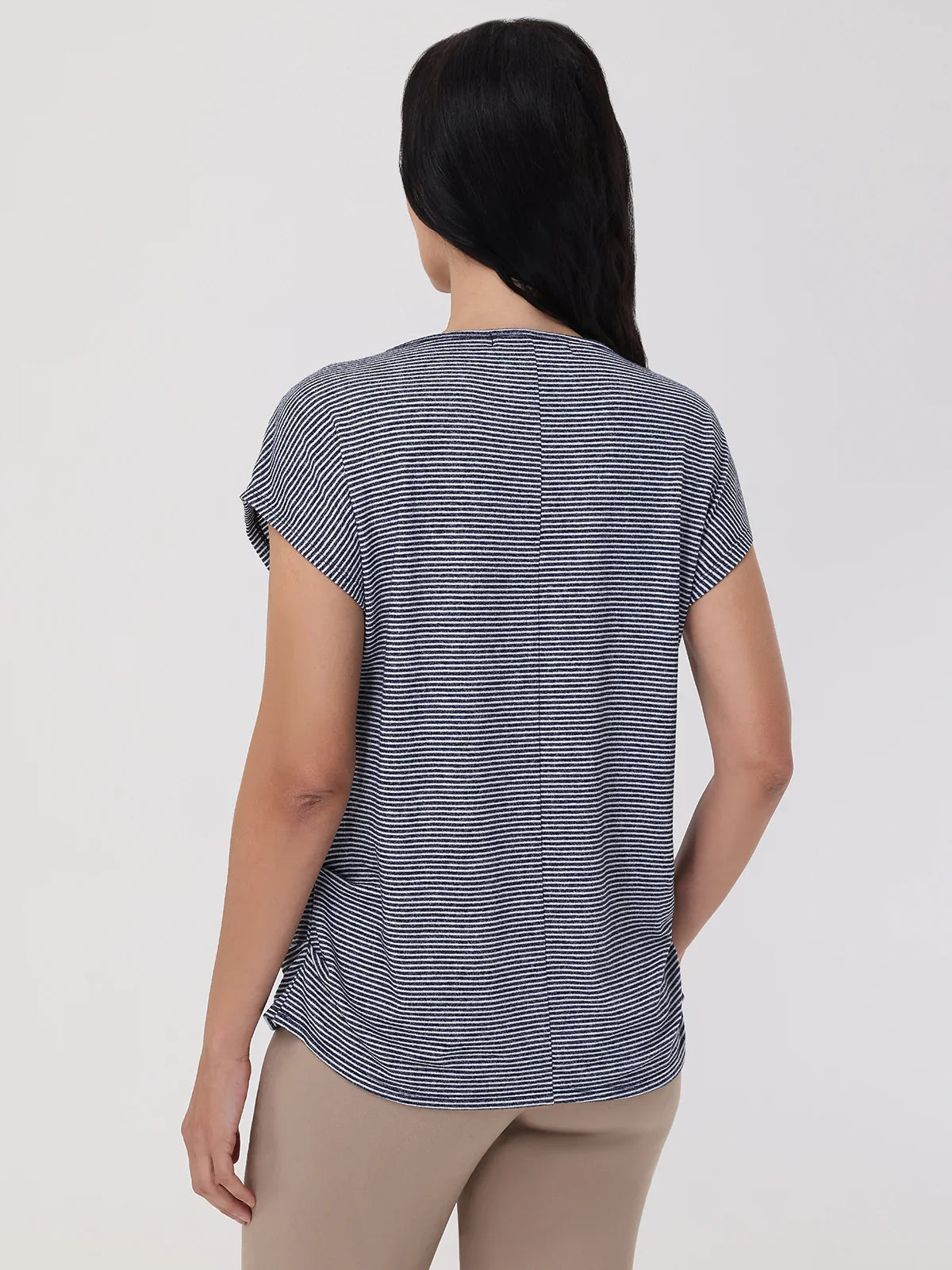 Stripe Side Rouch Dolman Top