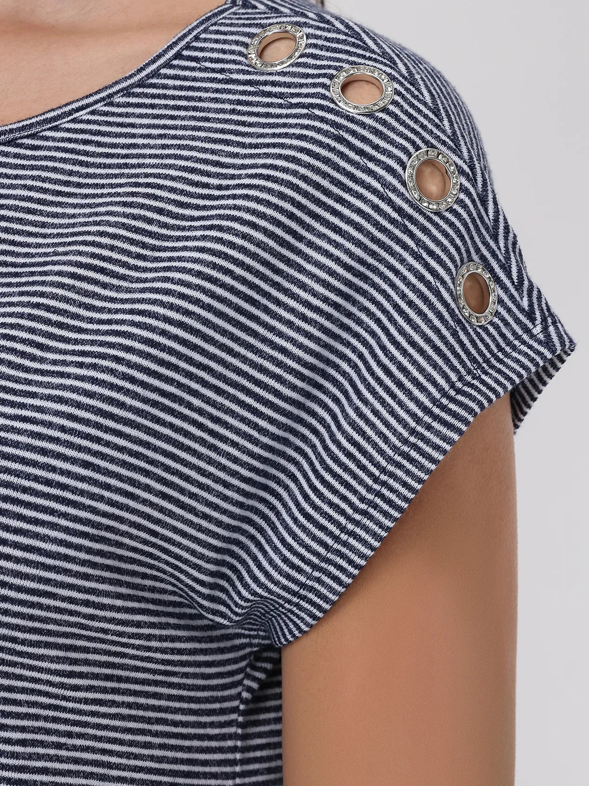 Stripe Side Rouch Dolman Top