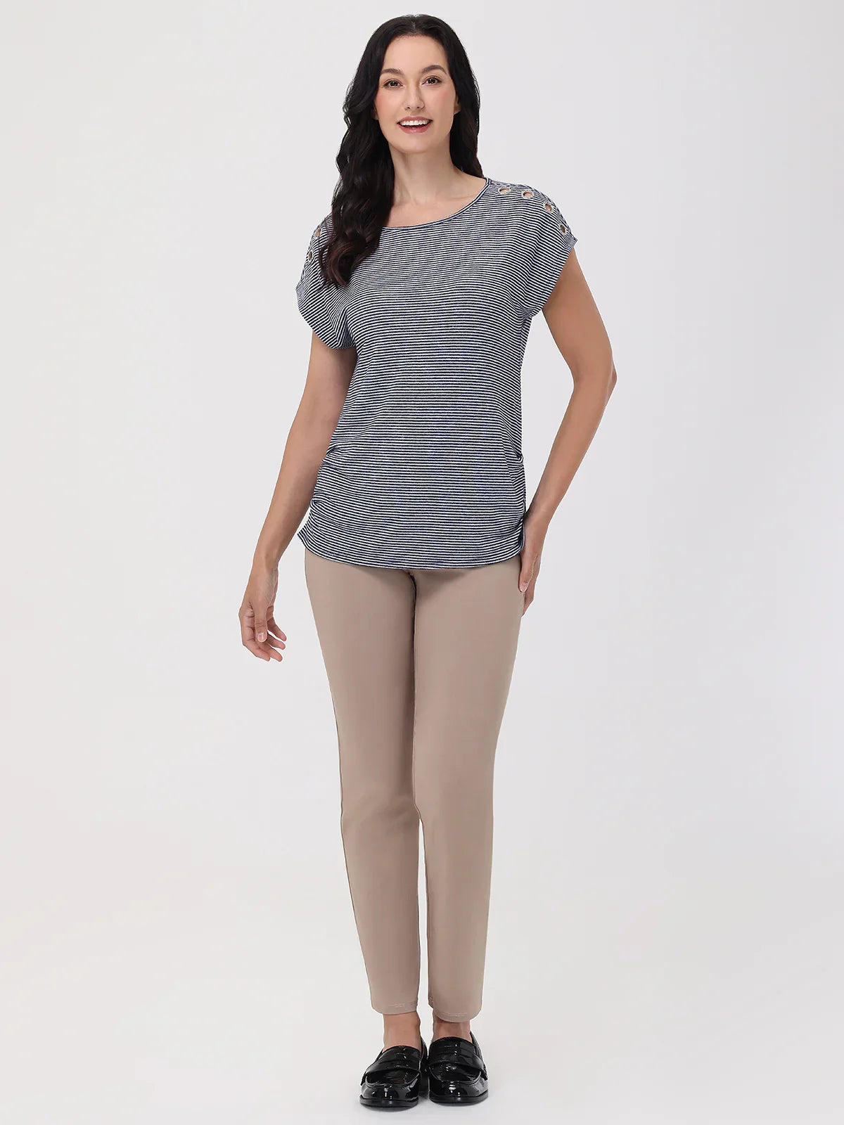 Stripe Side Rouch Dolman Top
