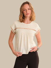 Crochet Trim Dolman Sleeves Top