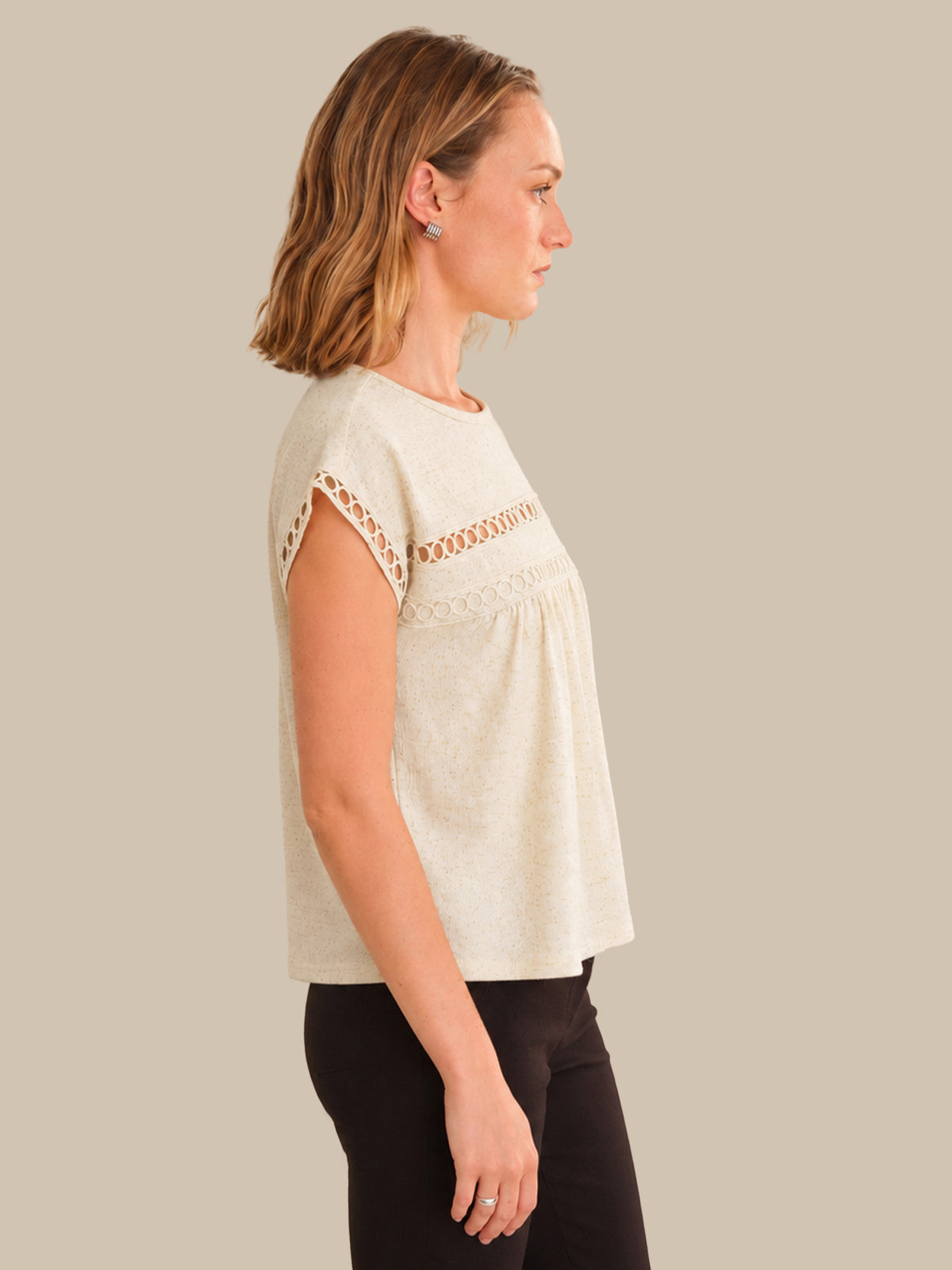 Crochet Trim Dolman Sleeves Top