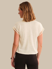 Crochet Trim Dolman Sleeves Top