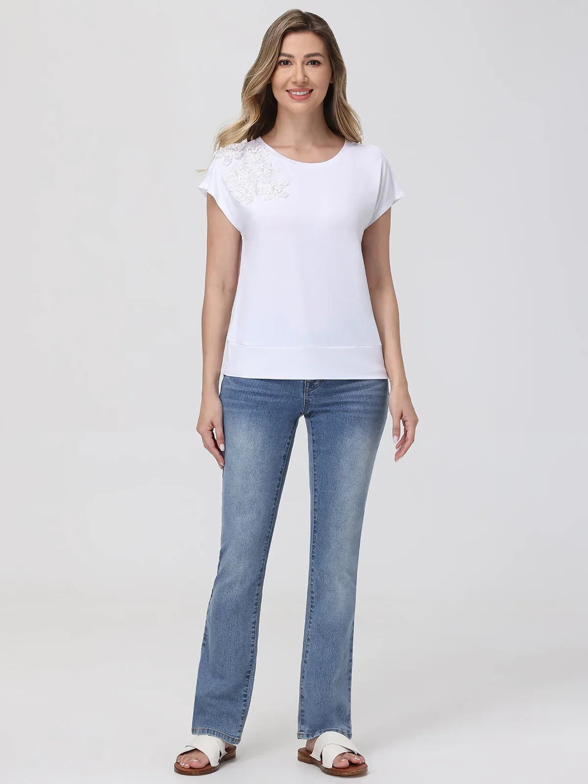 Floral Embellishment Dolman Top