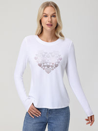 Ombre Hearts Rhinestone Tee