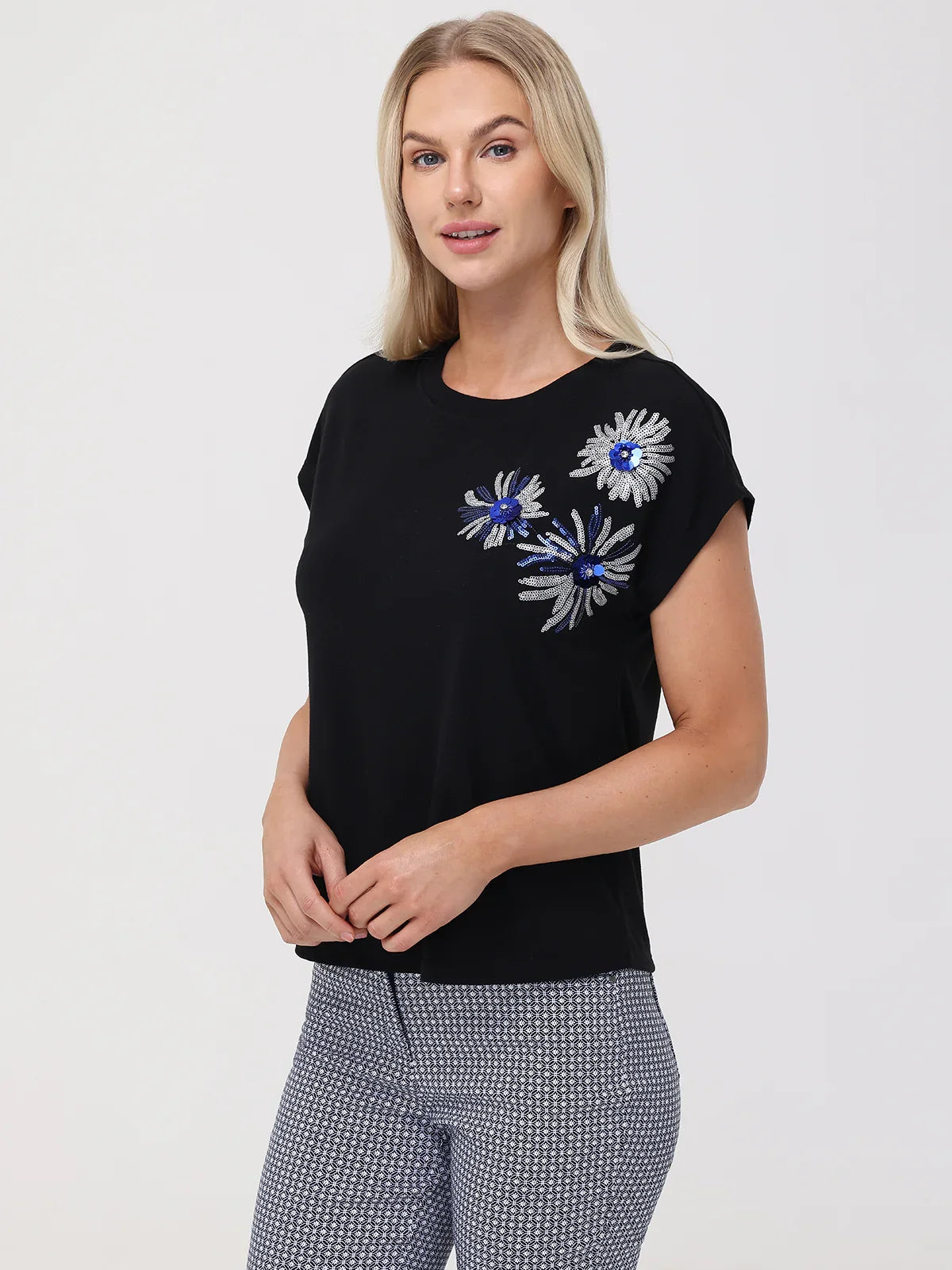 Floral Sequin Dolman Tee