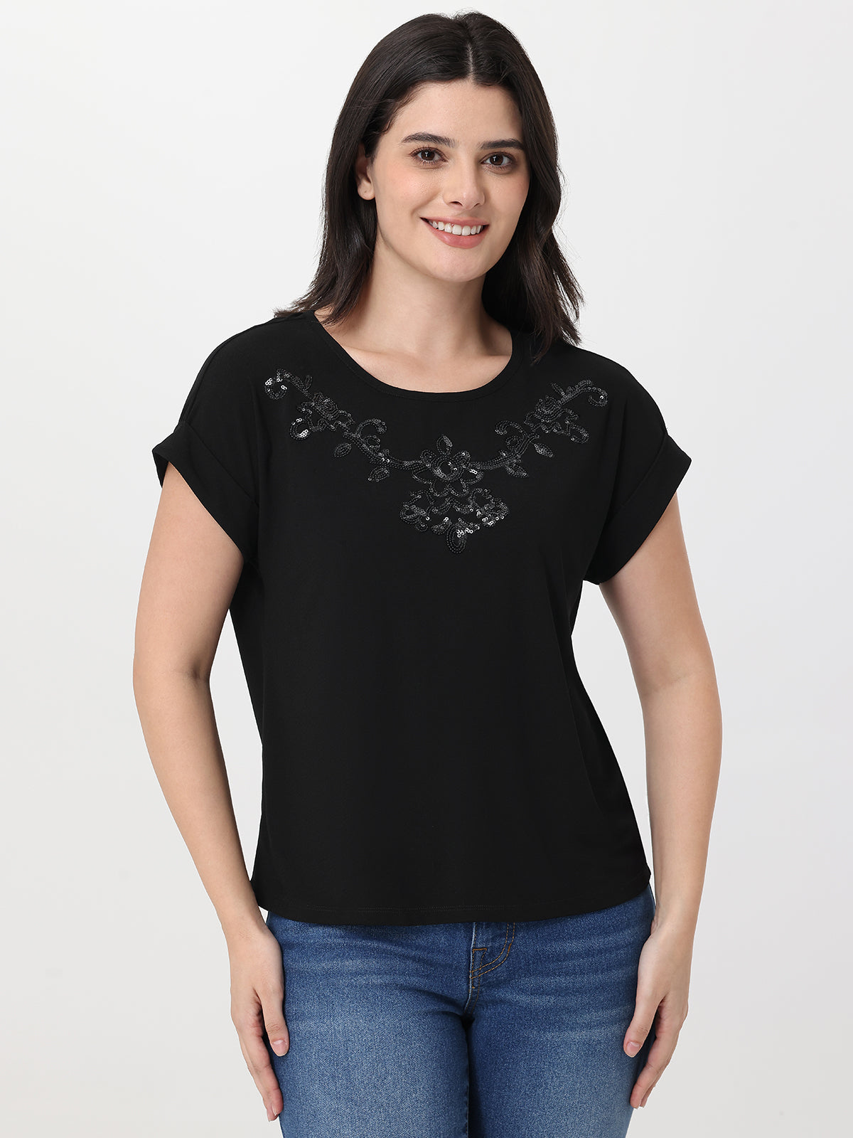 Crewneck Sequin Cool Feel Top