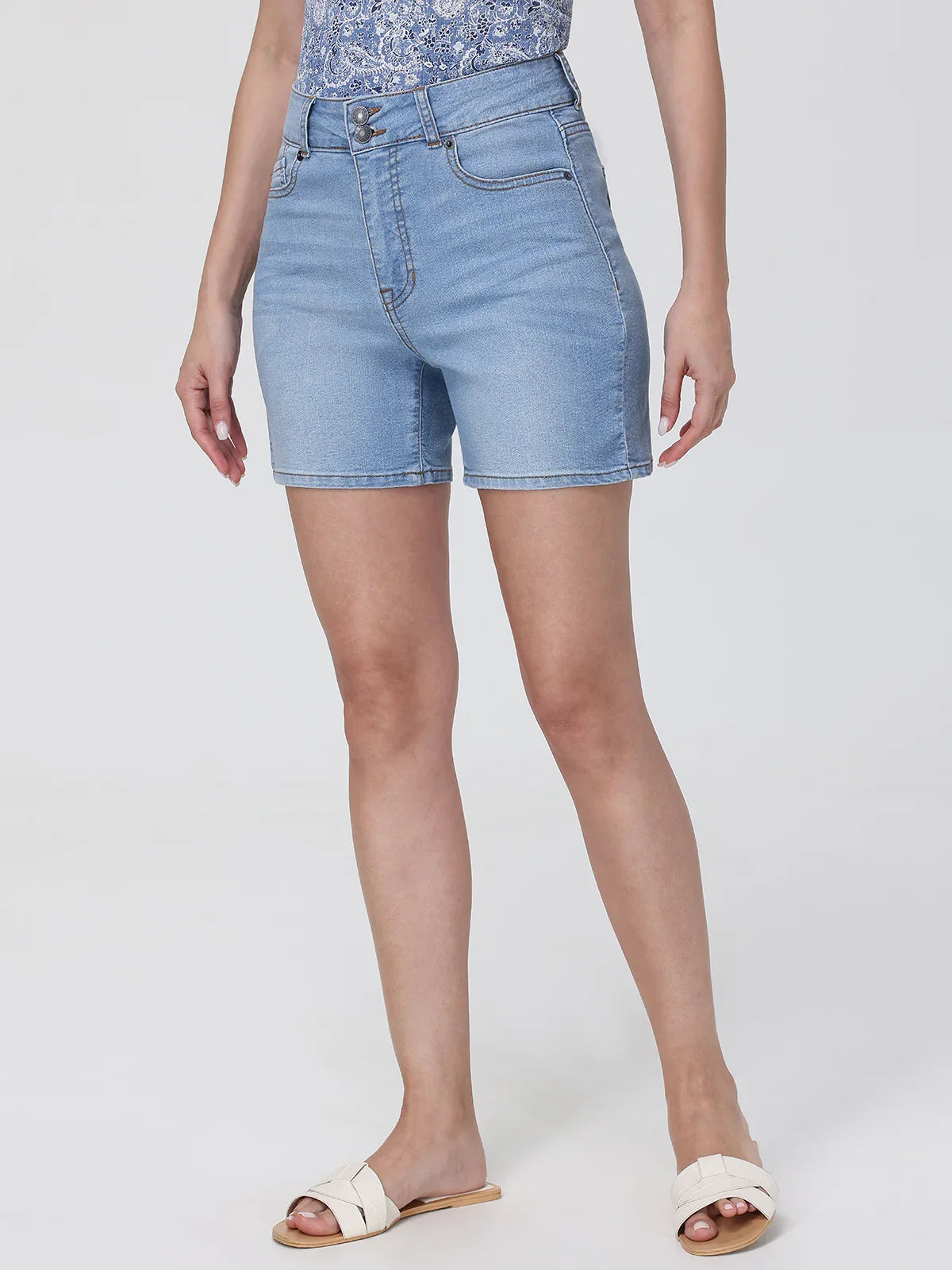 High Rise Denim Shorts