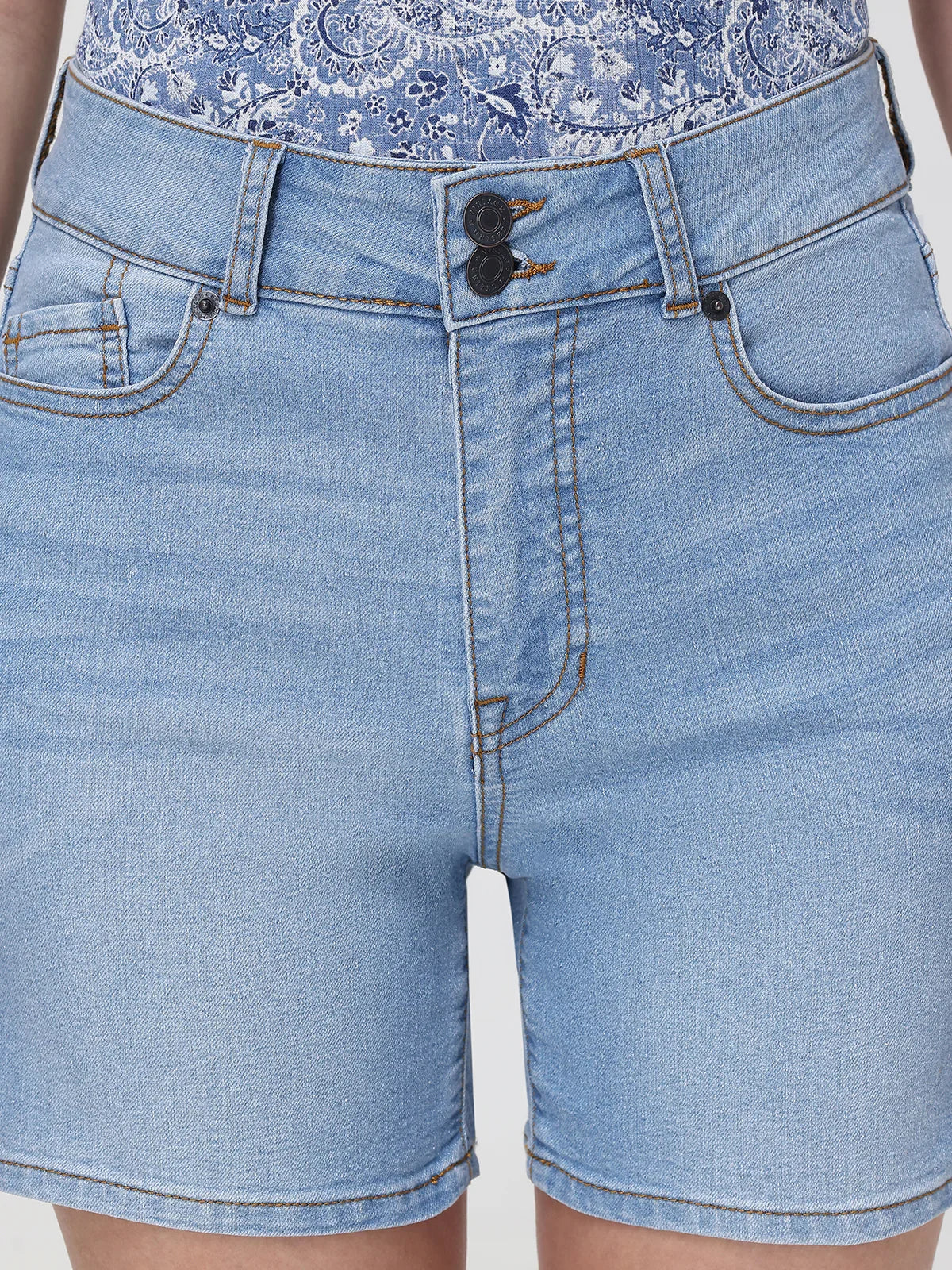 High Rise Denim Shorts