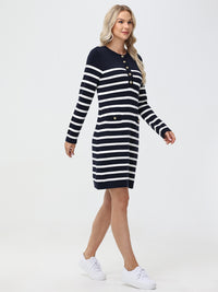 Stripe Button Up Sweater Dress