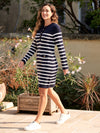 Stripe Button Up Sweater Dress