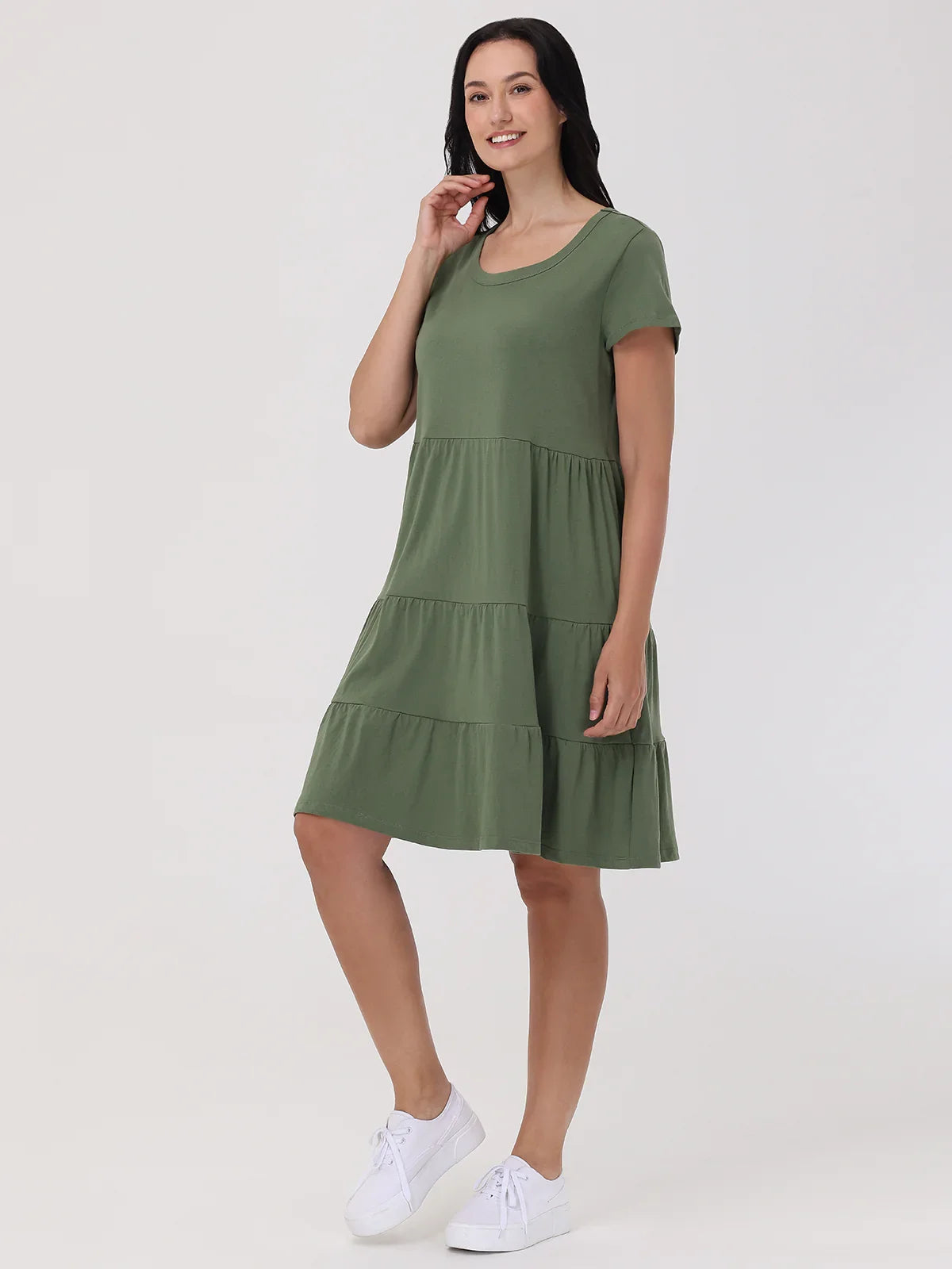 Short Sleeve Tiered Mini Dress