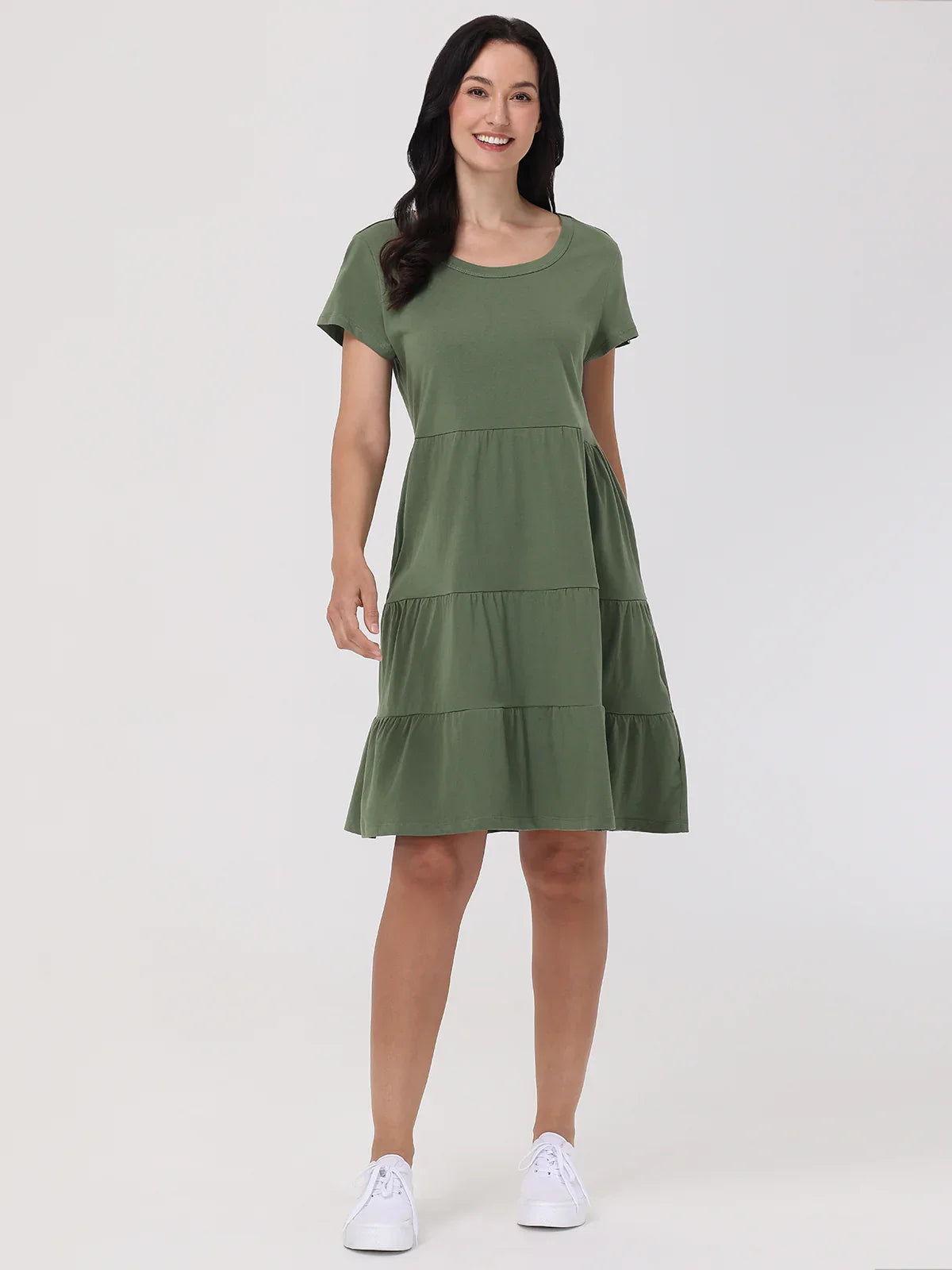 Short Sleeve Tiered Mini Dress