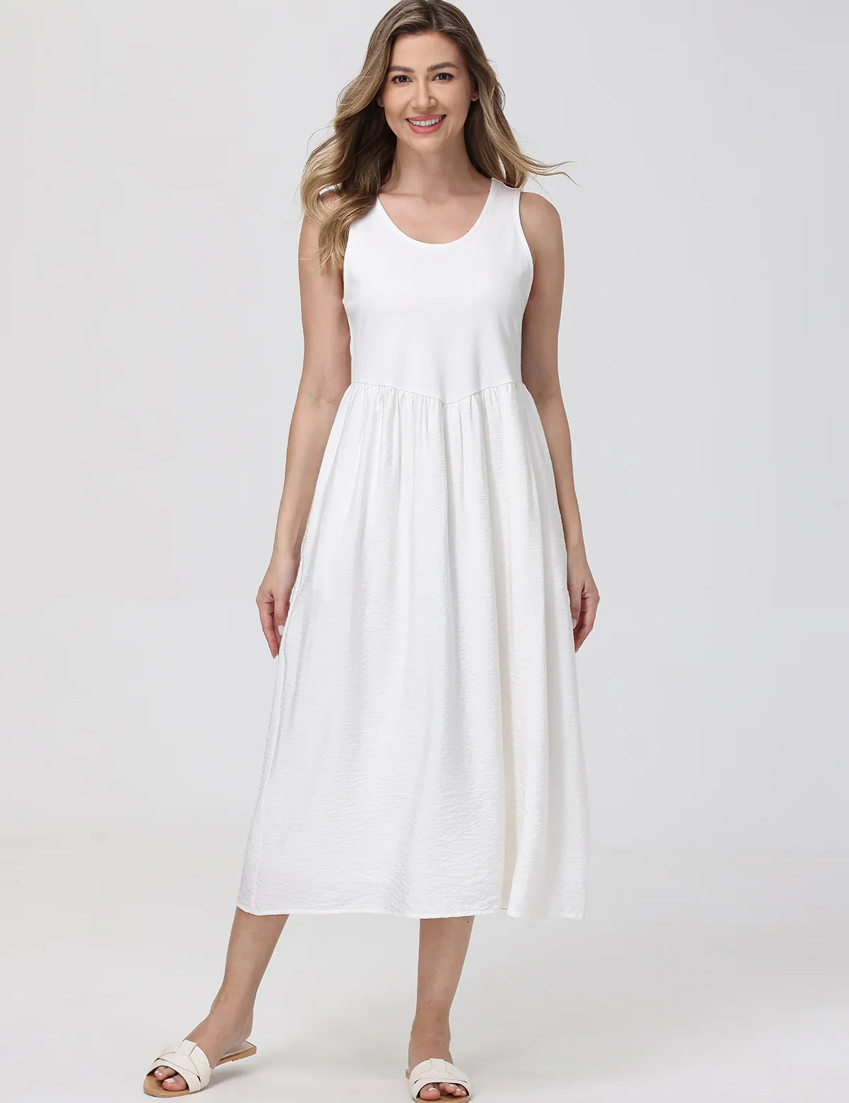 89th & Madison Mixed Media Tank Midi Dress 89th & Madison Mixed Media Tank Midi Dress