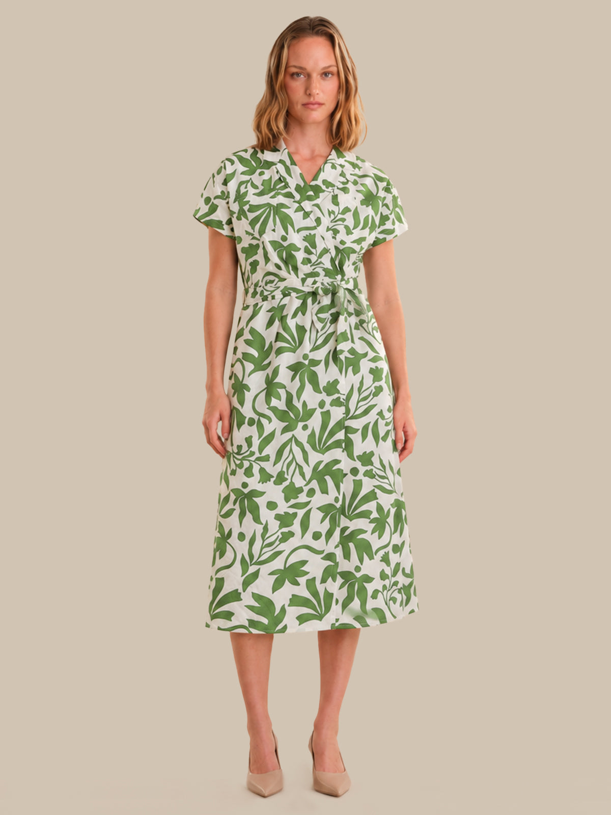 Tropical Print Wrap Dress