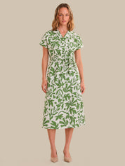 Tropical Print Wrap Dress