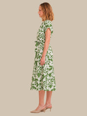 Tropical Print Wrap Dress