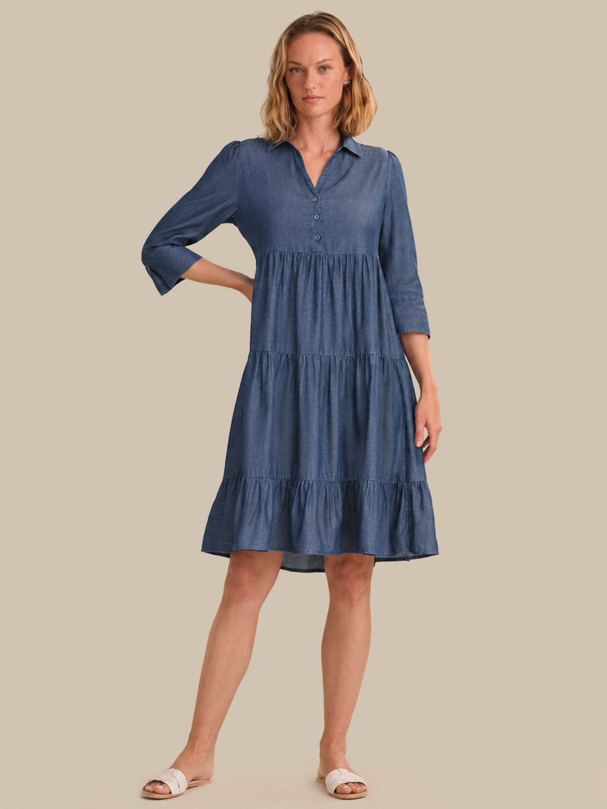 Denim Tiered Mini Dress