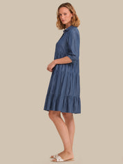 Denim Tiered Mini Dress