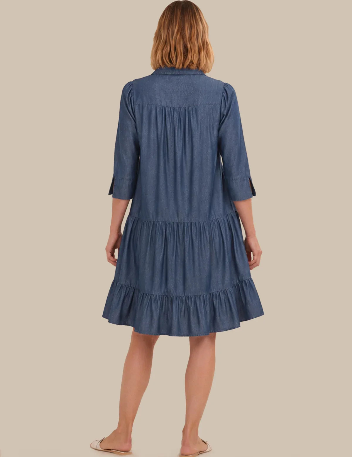 89th & Madison Denim Tiered Mini Dress