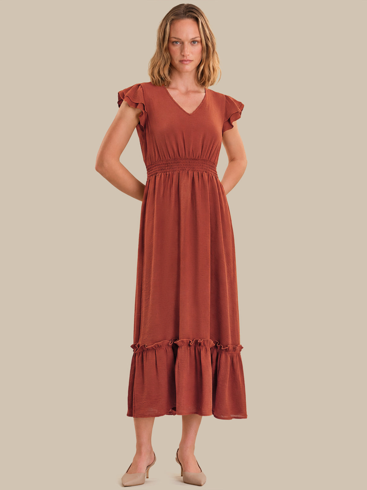 Flutter Sleeve Maxi Dress
