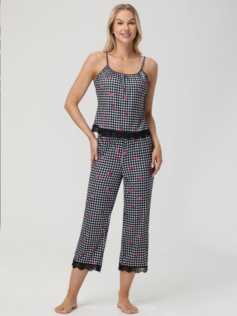 Lace Plaid Pajama Set