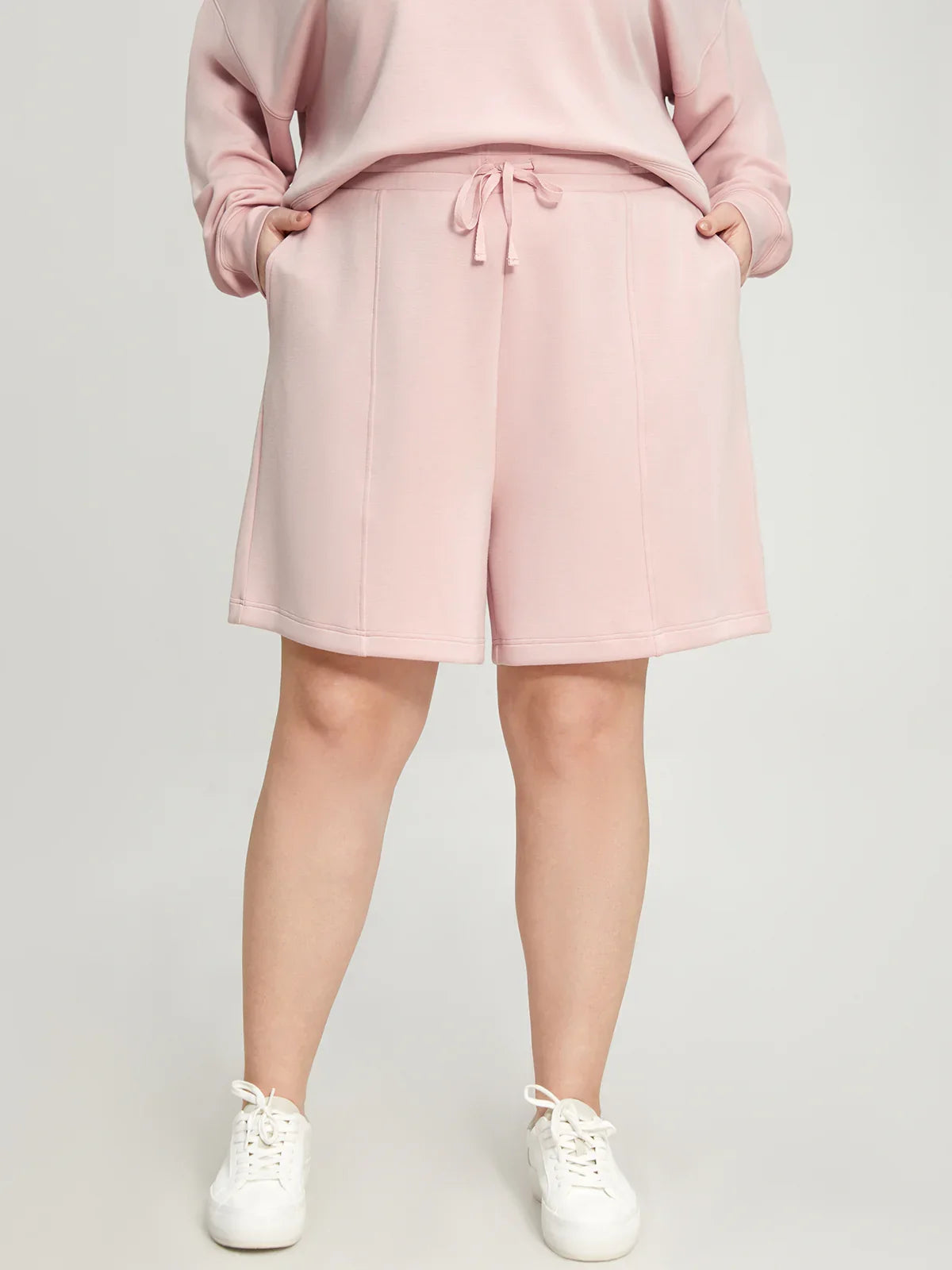 Plus Belted Pintuck Shorts