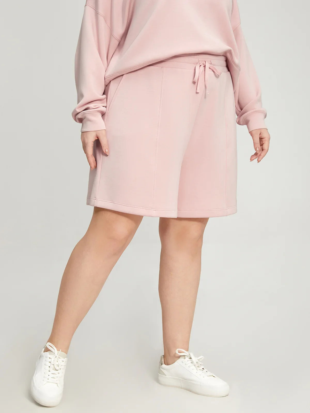 Plus Belted Pintuck Shorts