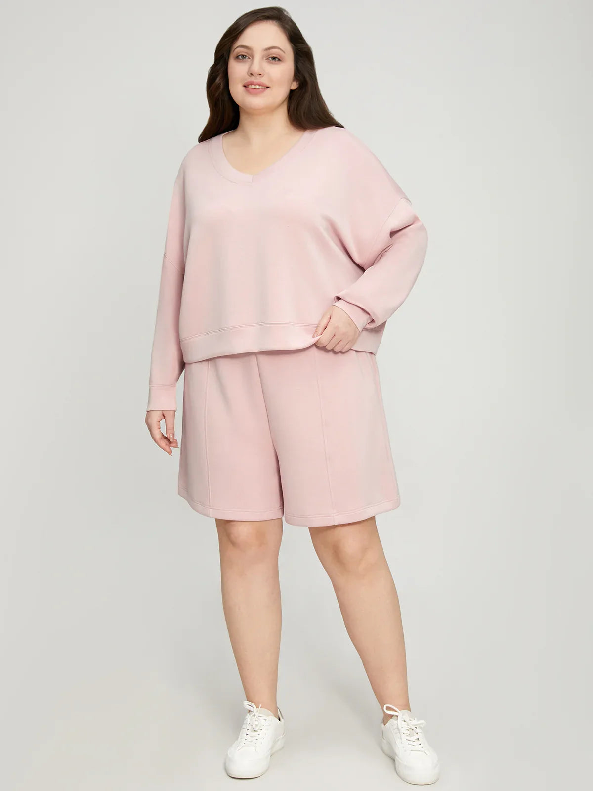 Plus Belted Pintuck Shorts