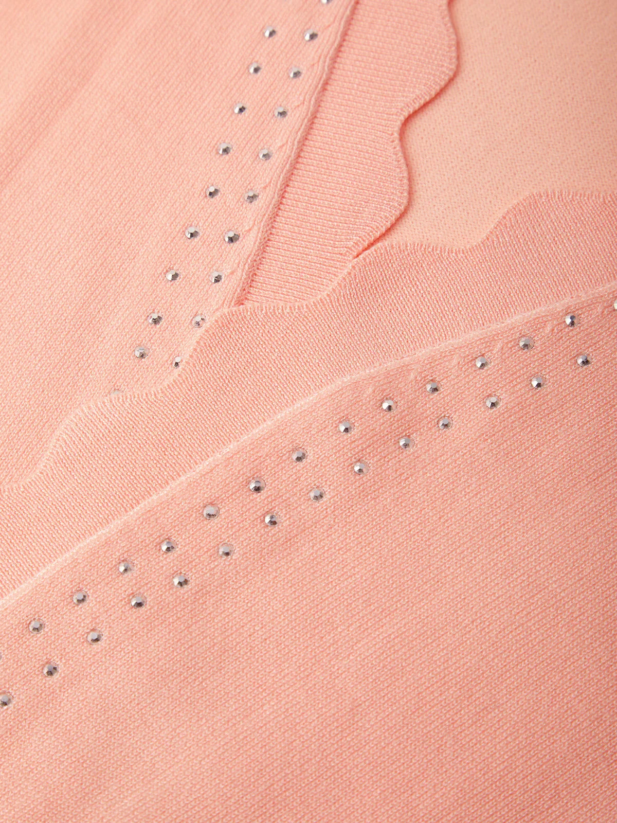Scallop Rhinestone Embellished Cardigan