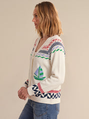 Sailboat Button Front Cardigan