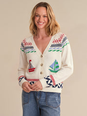 Sailboat Button Front Cardigan