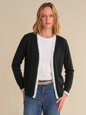 Lace Trim Open Front Cardigan