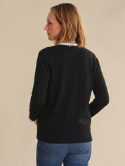 Lace Trim Open Front Cardigan